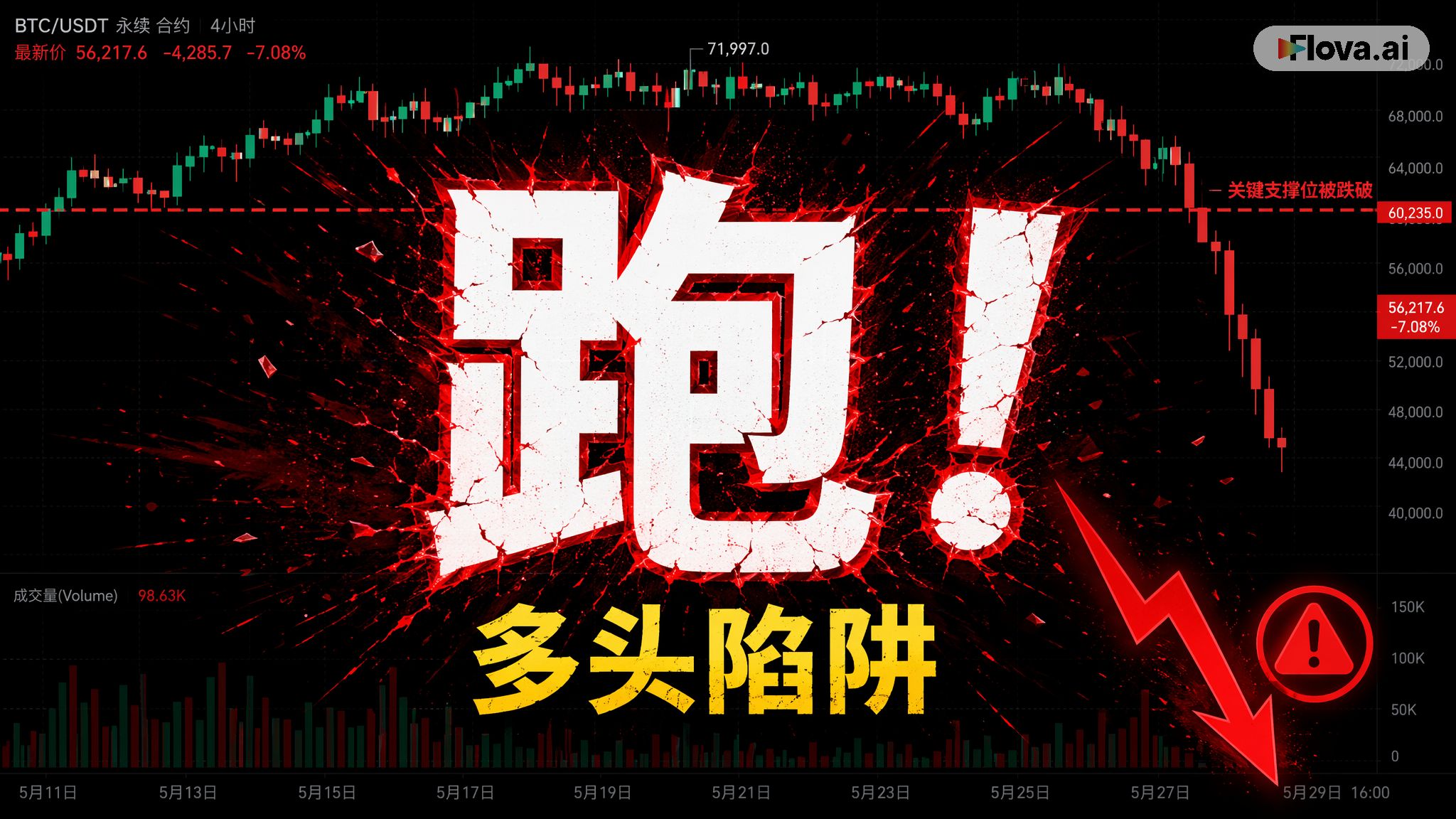 ⭐ 跑！比特币跌破关键位，这两天会非常多的短线陷阱!